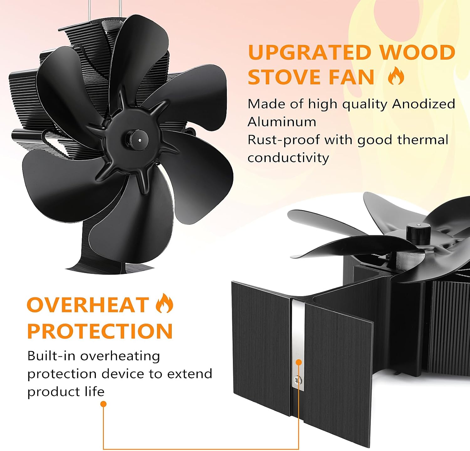 Detalle de Hanaoyo Stove Fan 6-blade heat-powered stove fan