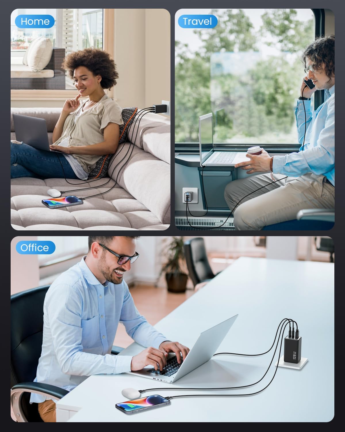 Thumbnail 6 de GaN III 128W 3-Port USB-C Charger for Laptop 🔌