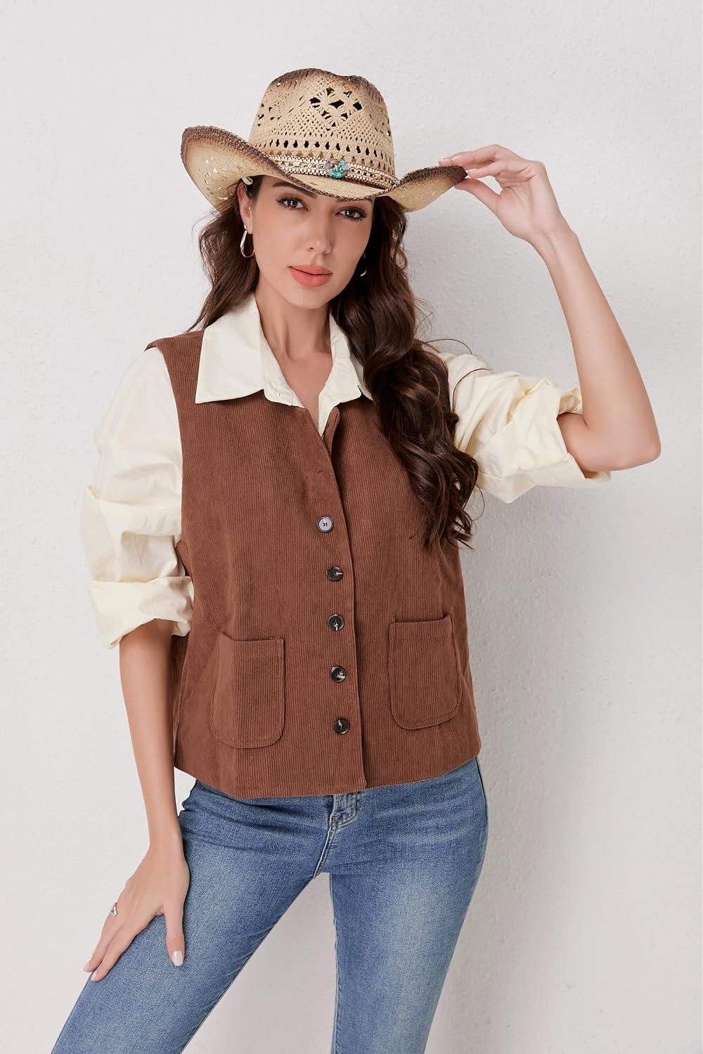 Thumbnail 6 de Foeran Straw Cowboy Hat
