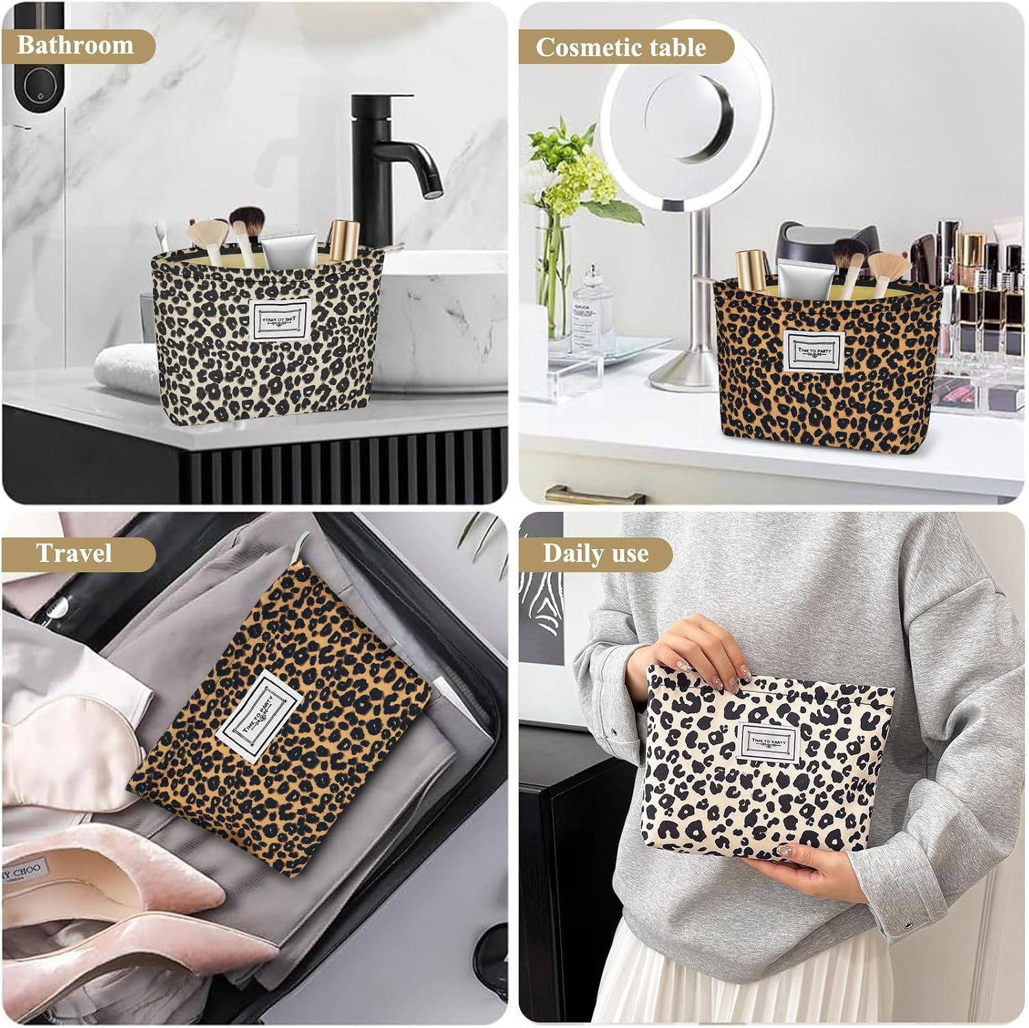 Thumbnail 4 de Aucuu Leopard Print Cosmetic Bag Set
