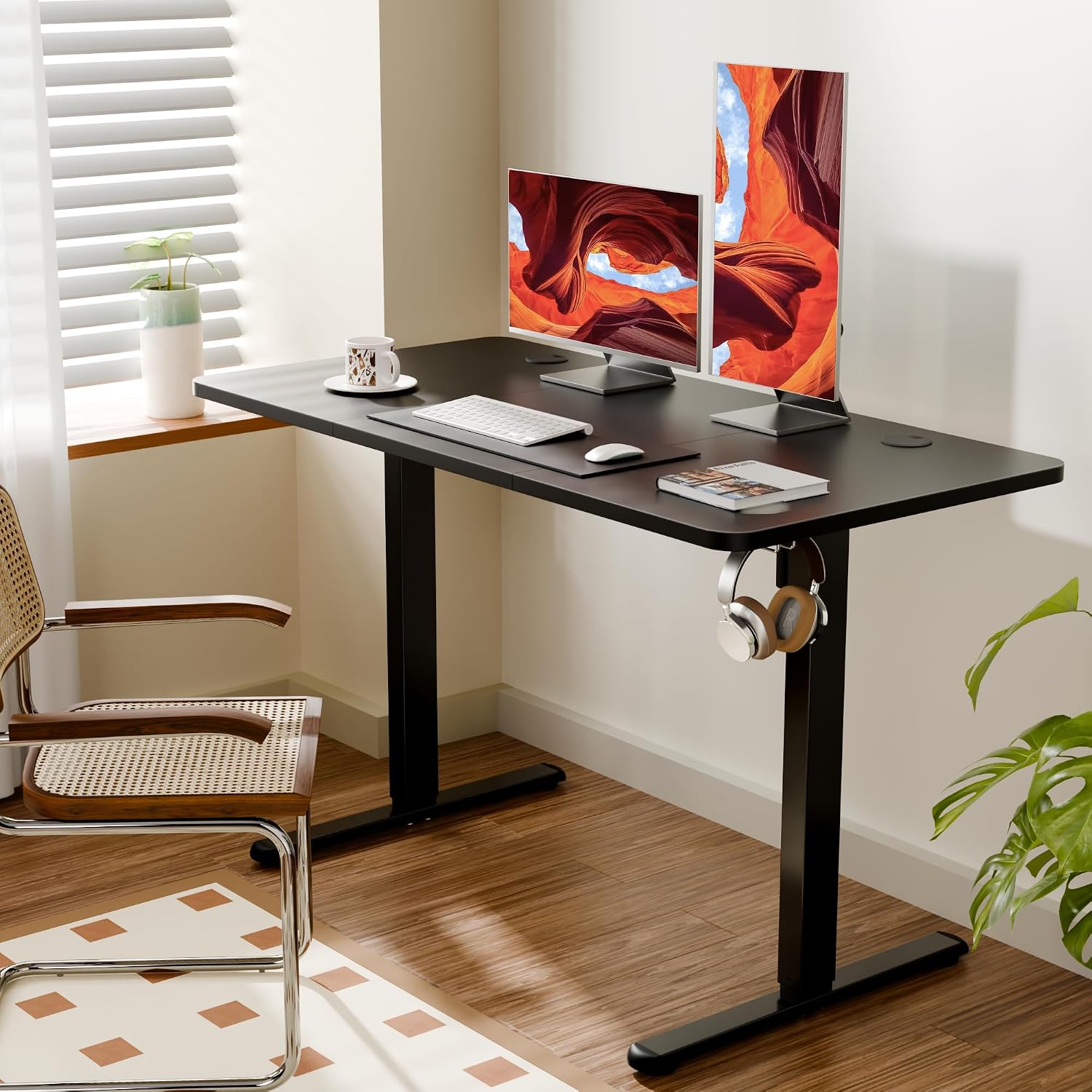 Detalle 2 de ERGOMAKER SM205-120-BFBD elektrisch zit-sta bureau 120 x 60 cm, zwart