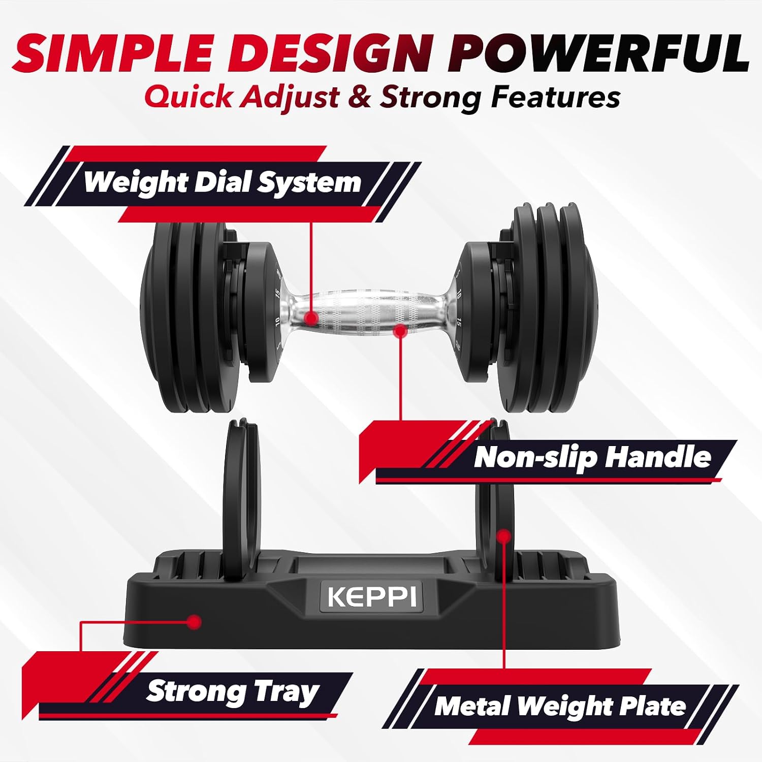 Detalle 2 de Keppi Adjustable Dumbbells 25–60 lb 🏋