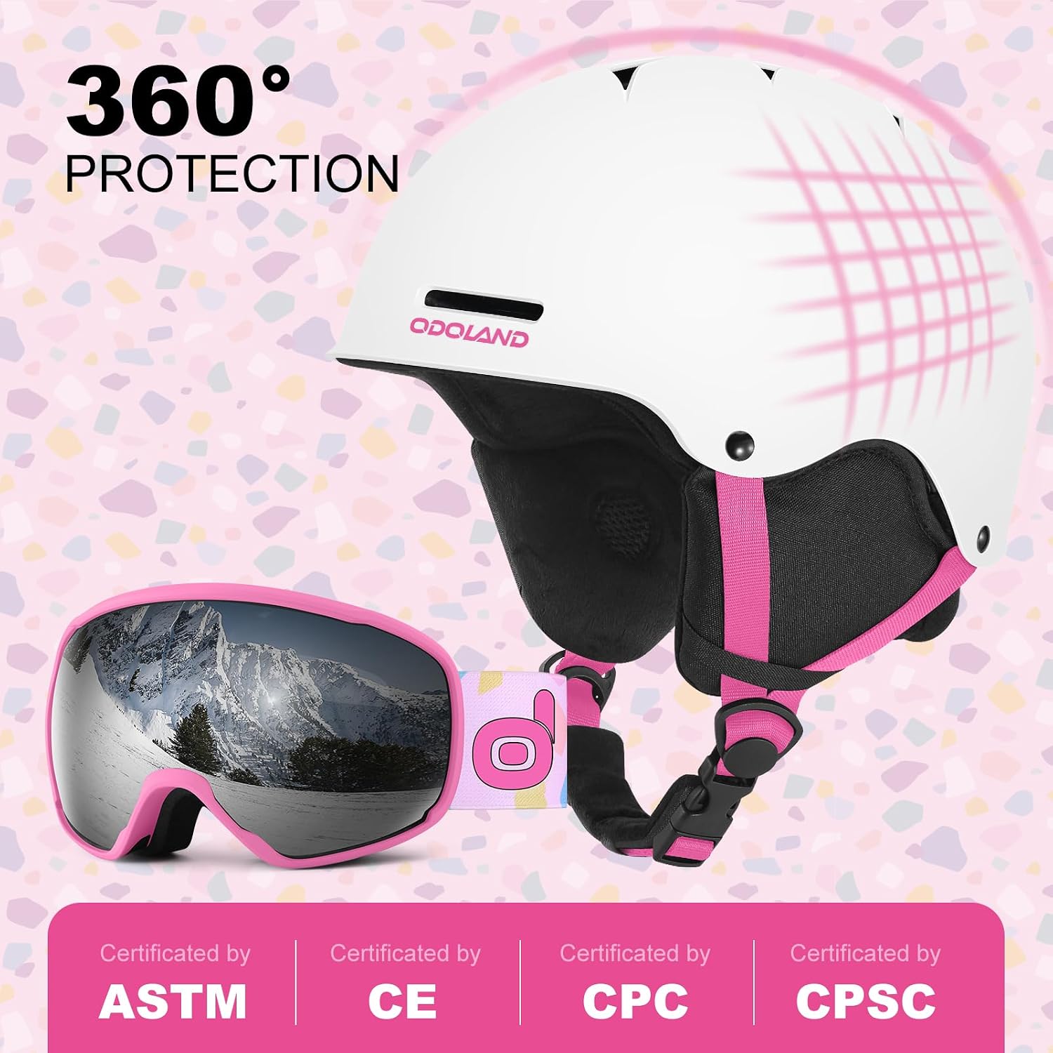 Thumbnail 1 de Odoland Kids Ski Helmet with Goggles for Ages 6-14