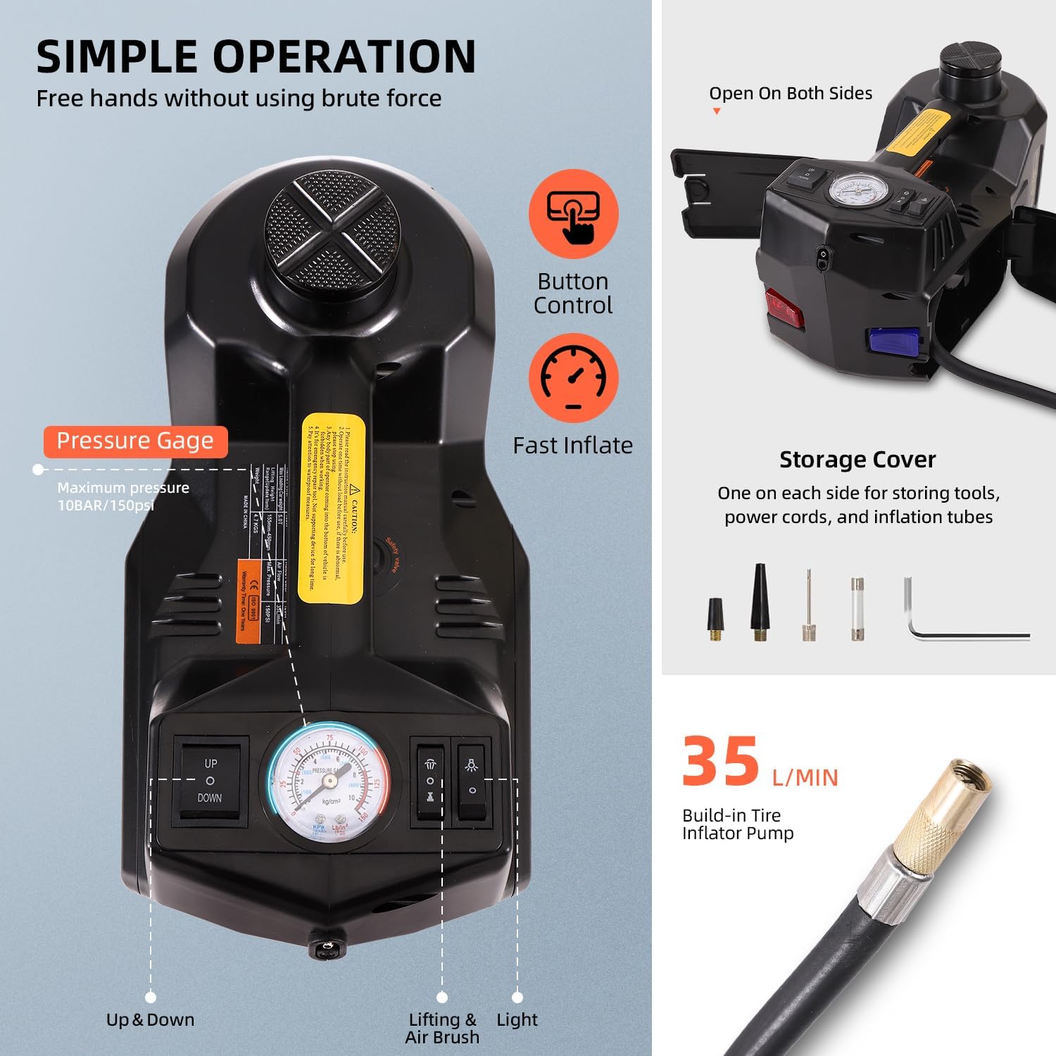 Detalle de FEANISIFEI Electric Car Jack 5 Ton 12V Floor Jack