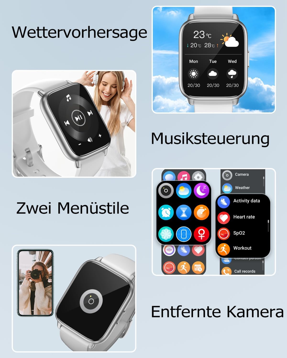 Thumbnail 6 de RUIMEN Smartwatch mit Telefonfunktion – 1,85'' HD-Display, 110+ Trainingsmodi, SpO2 & Schlafmonitor