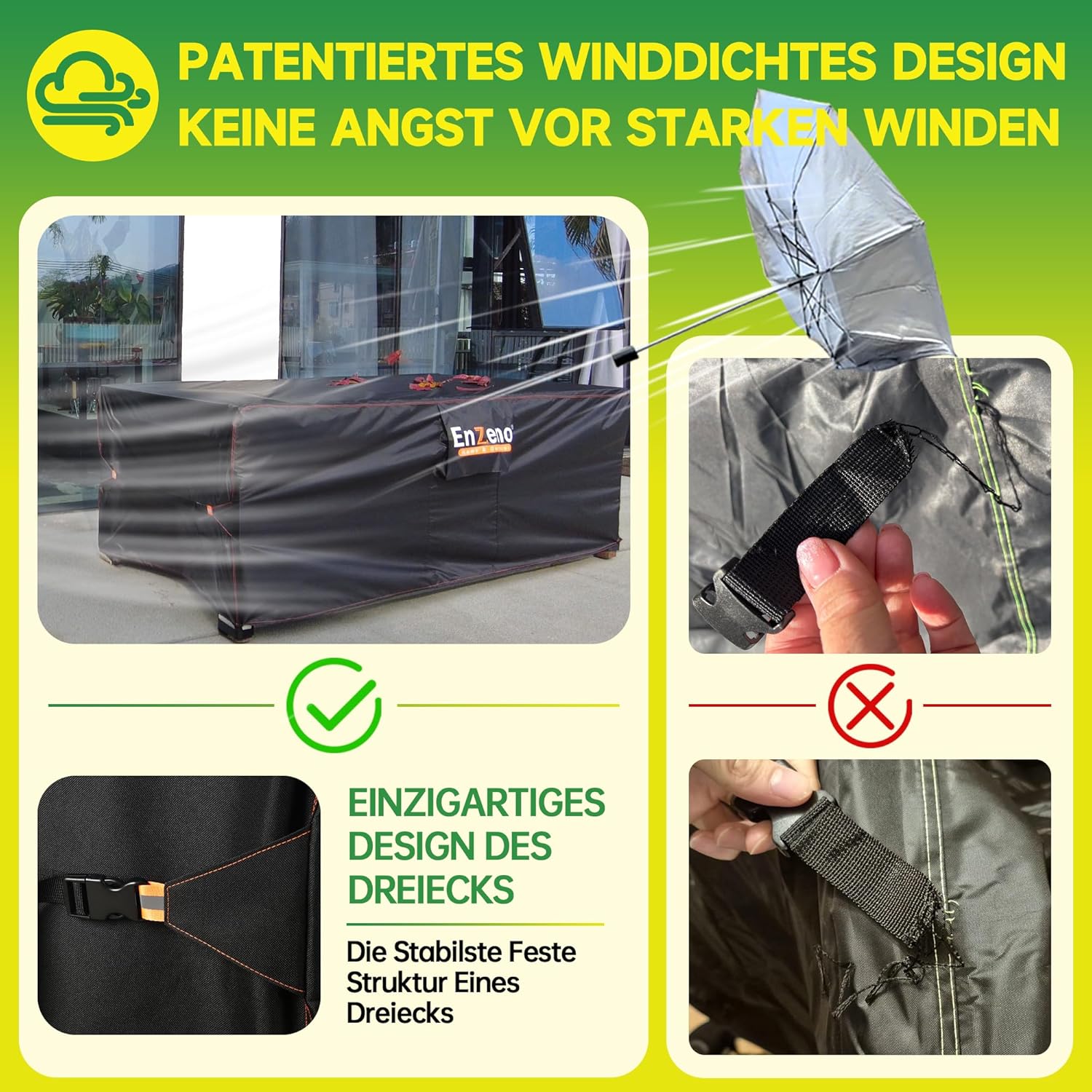 Thumbnail 4 de Enzeno Gartenmöbel Abdeckung Wasserdicht 180x150x90 cm – robust, atmungsaktiv und windfest