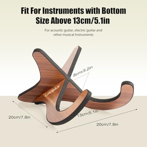 Detalle de LINRAX Ukulele Ständer – Universal X-Rahmen Holzständer für Ukulele, Geige & weitere kleine Instrumente