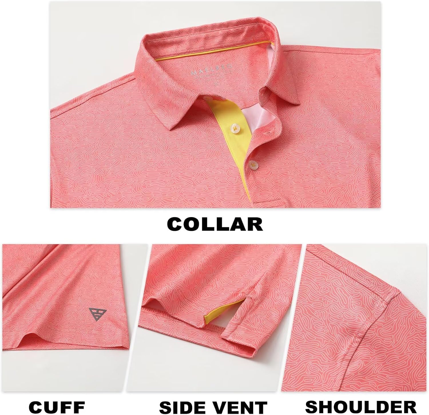 Detalle de M MAELREG Mens Golf Shirt Short Sleeve Dry Fit Print Polo