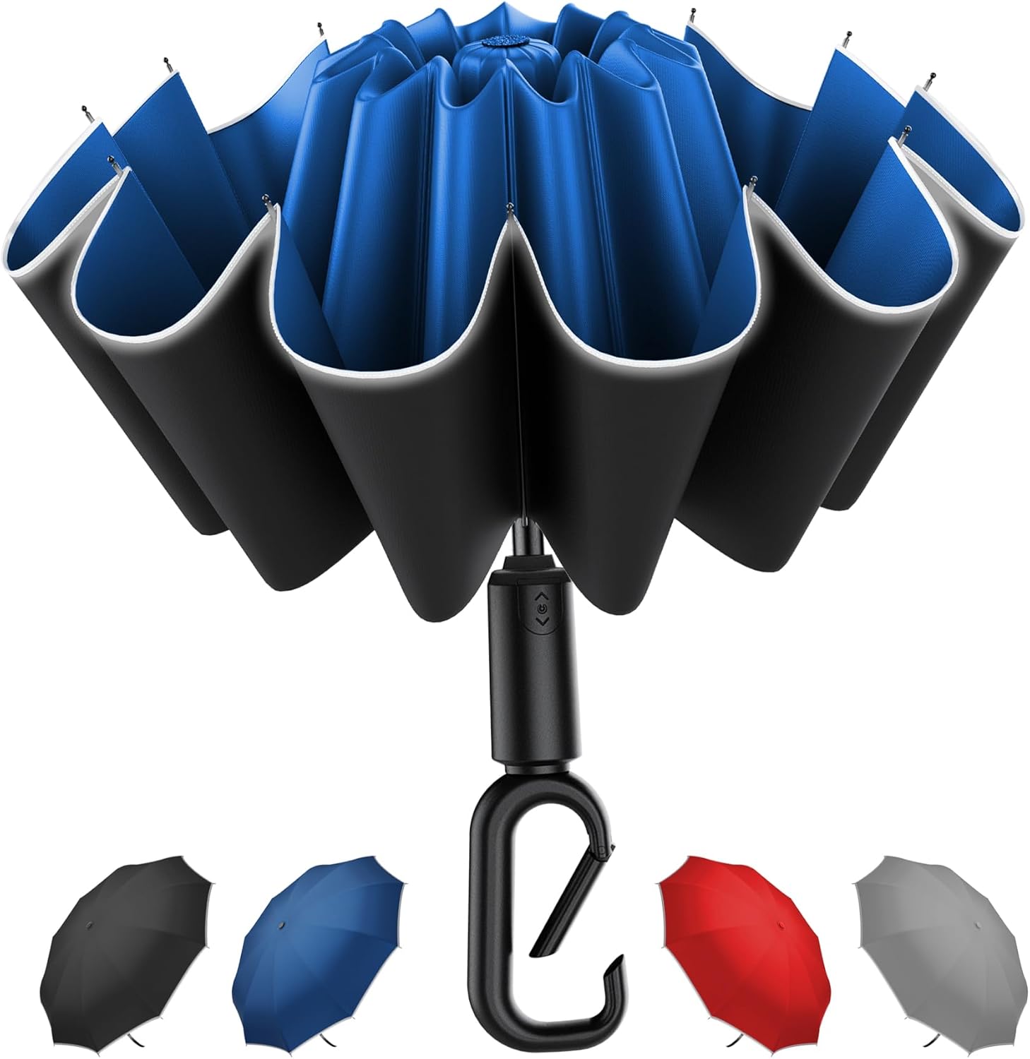 Detalle de Copulan Windproof Compact Travel Umbrella – Inverted, 10-Rib Wind-Resistant, Auto Open/Close