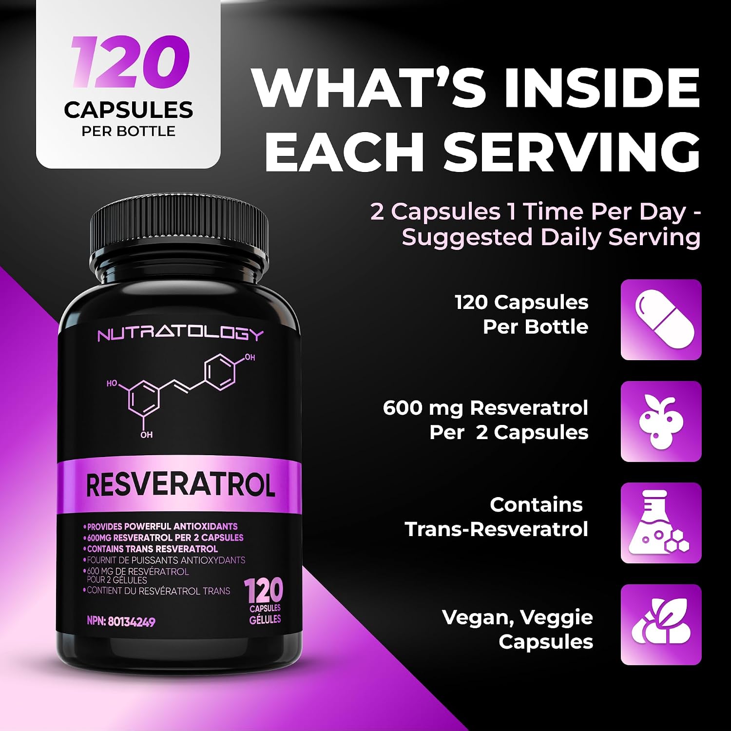 Thumbnail 2 de Nutratology Resveratrol Supplement, 120 Capsules