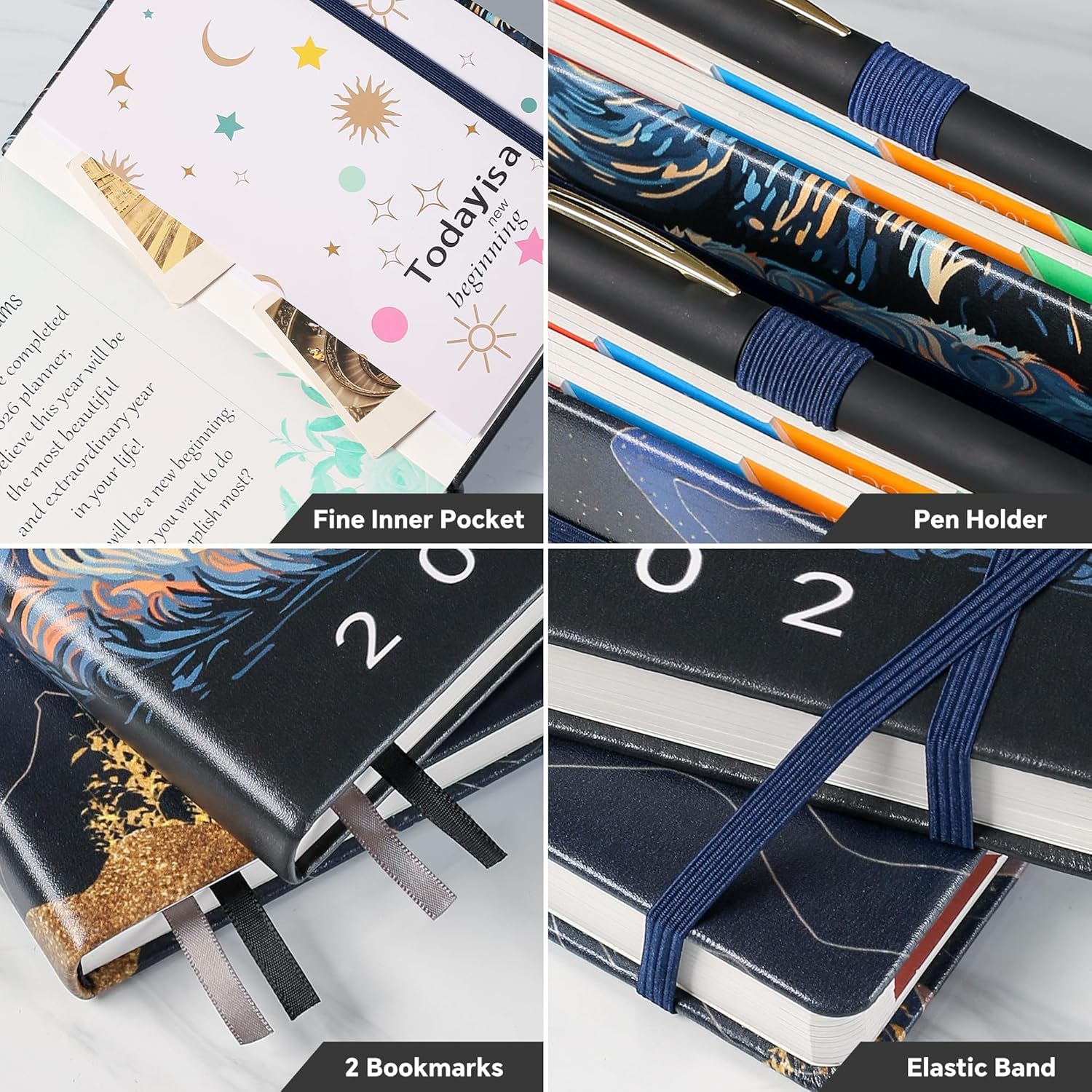 Thumbnail 1 de Academic Diary 2026–2027 Page a Day A5 from Aug 2026 to July 2027 – Starry Cat