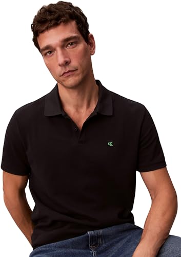 Thumbnail 4 de Calvin Klein Polo de Manga Corta para Hombre Monogram Pique en Negro (Black) – Talla L