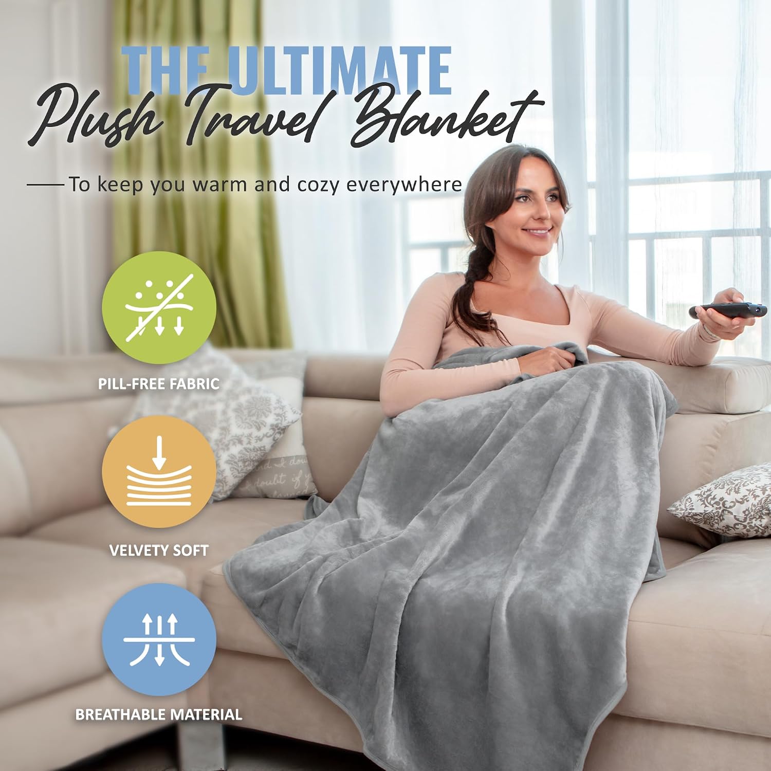 Detalle 2 de BOACAY Soft & Warm Travel Blanket with Pillow