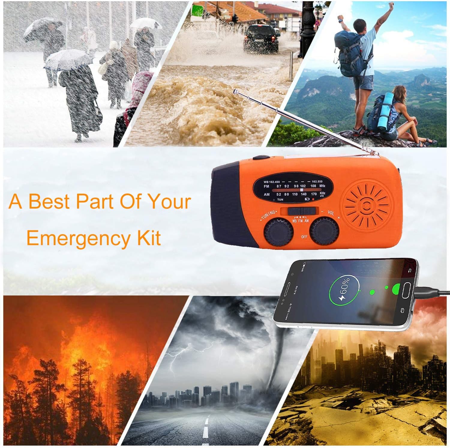 Thumbnail 2 de SOLARBABY Wind Up Solar Radio – AM/FM emergency solar weather radio with hand crank
