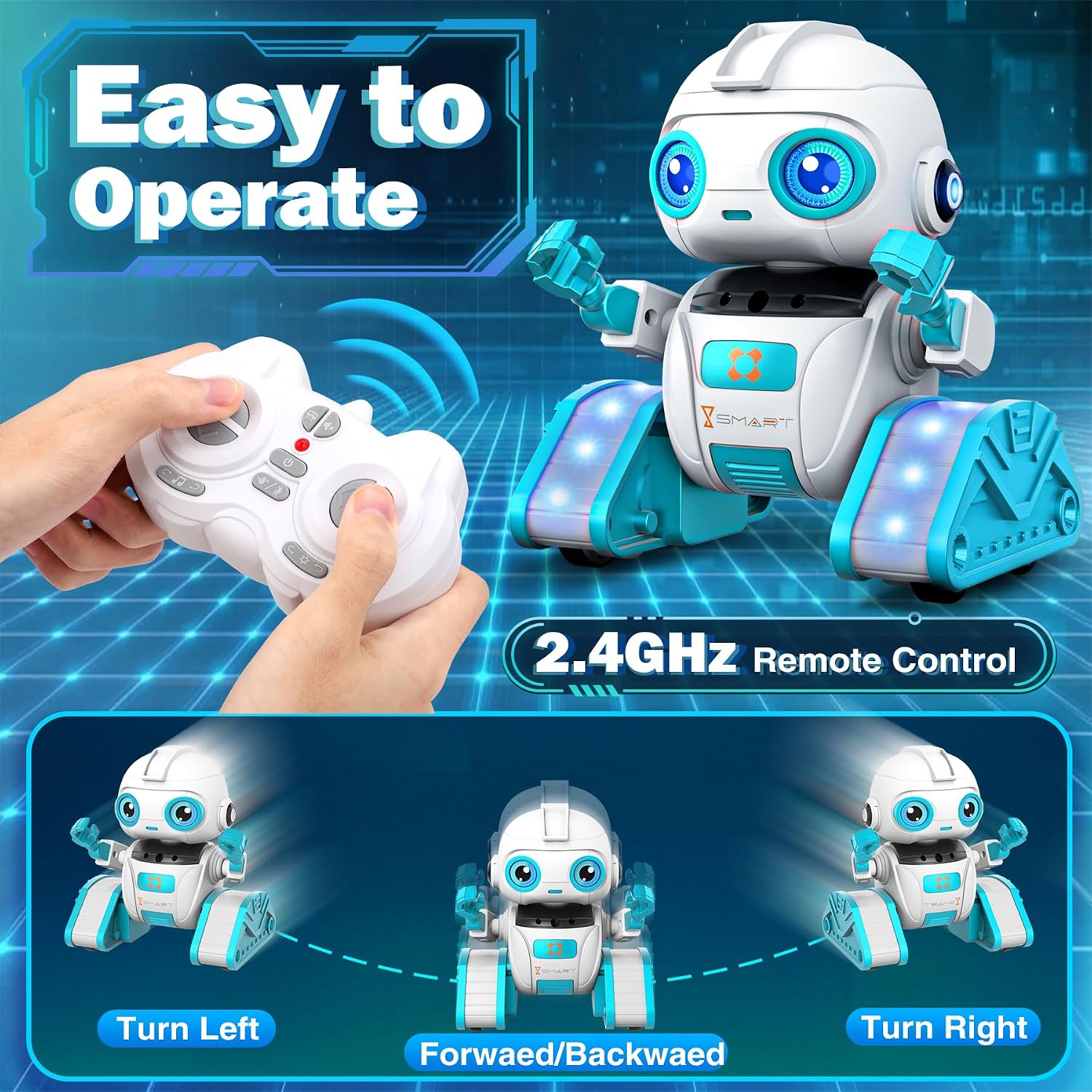Thumbnail 1 de Subtail Robot Enfant télécommandé rechargeable avec veilleuse projecteur ciel étoilé