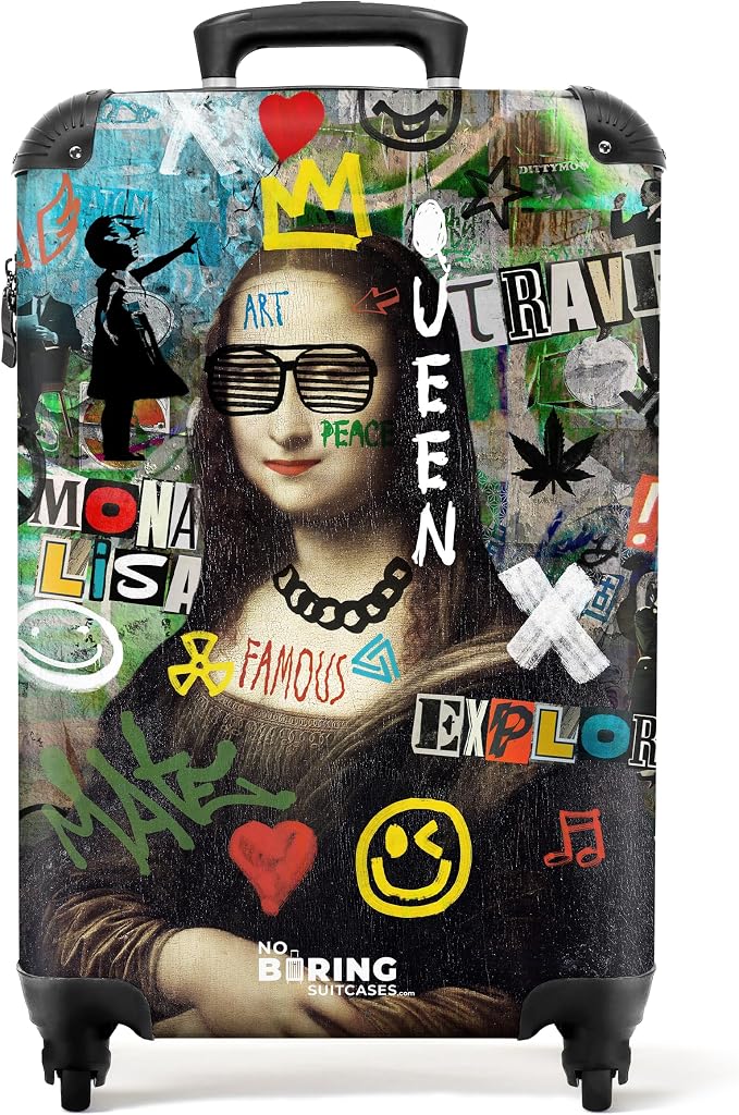 Detalle de NoBoringSuitcases Mona Lisa Graffiti ✈️ Maleta de cabina 55x40x20