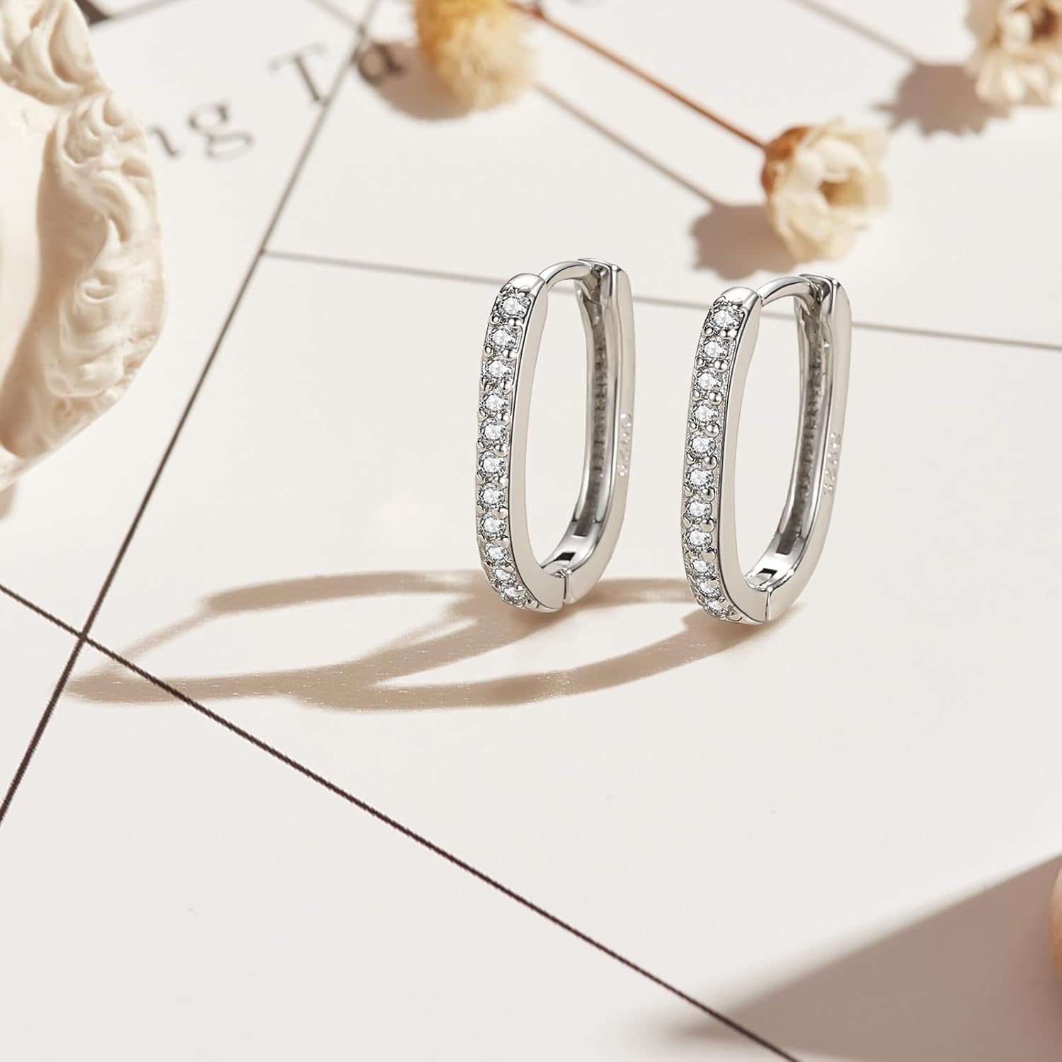 Thumbnail 2 de Josfeva Silber Creolen Ohrringe 925 – U-förmig Oval mit Zirkonia, hypoallergen