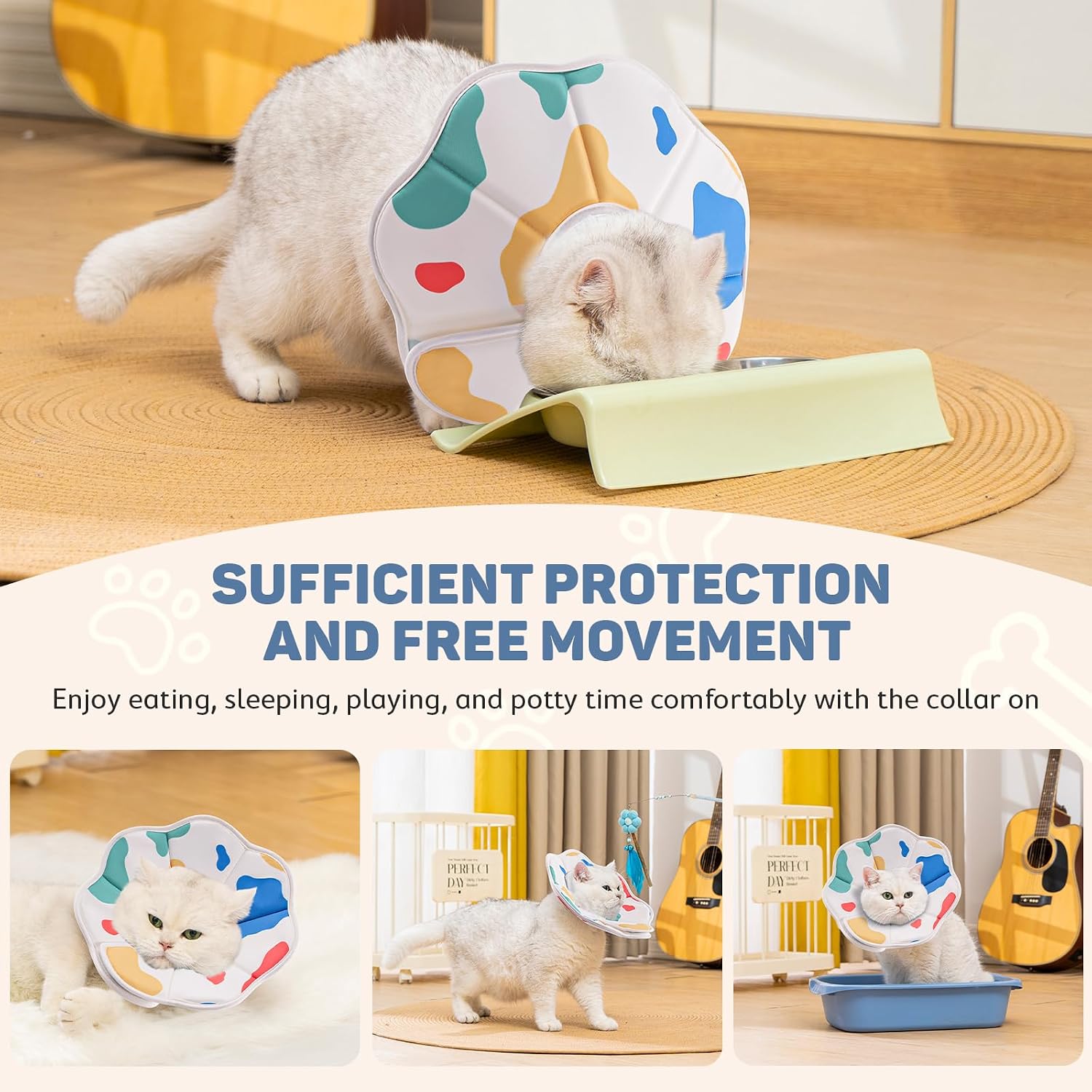 Detalle de Avont Cat Cone L Adjustable Soft E-Collar, Cow (L) – 10.5–13.0" neck, 5.0" depth