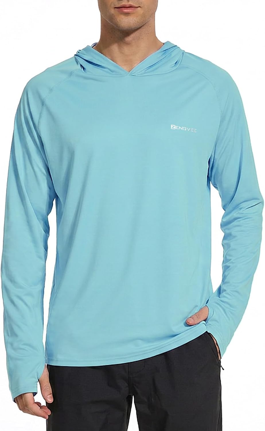Detalle de HUAKANG Men’s UPF 50+ Long-Sleeve Rash Guard Polyester Swim Shirt