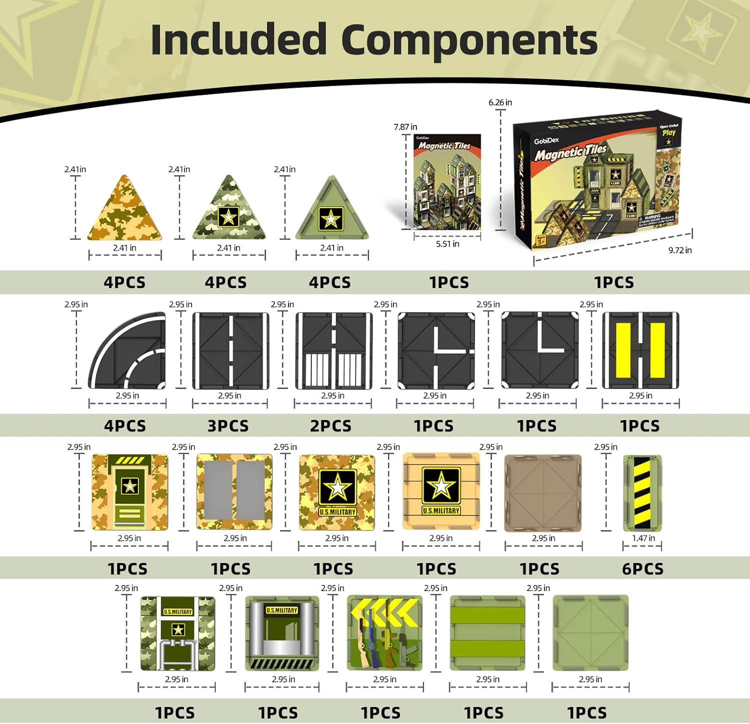 Thumbnail 6 de GobiDex Magnetic Tiles Army Toys 3+