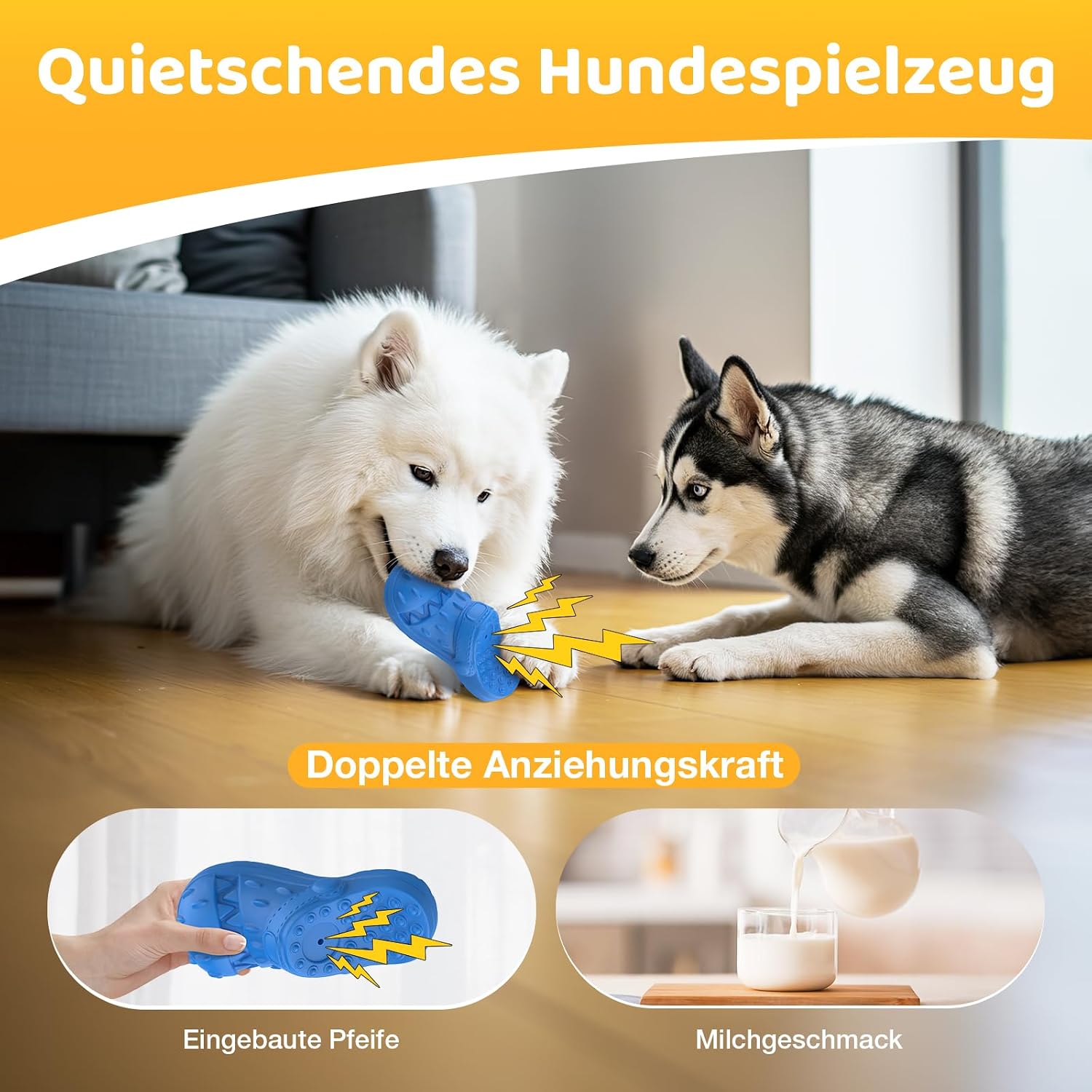Detalle 2 de RUXAN Hundespielzeug aus Naturkautschuk – Aggressives Kauen, 17 × 7,5 × 6,5 cm, für Kleine bis Große Hunde (Blue)