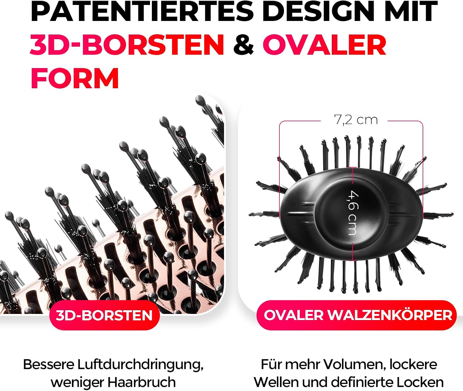 Detalle 2 de TYMO Warmluftbürste Rundbürstenföhn – 4-in-1 Haarstyler mit Titanbeschichtung und Negativ-Ionen