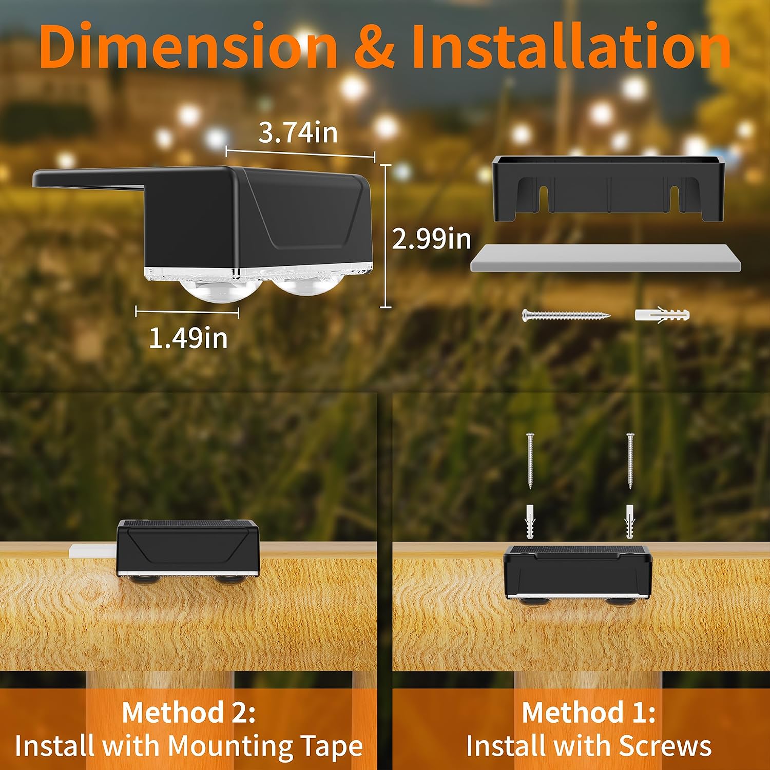 Detalle 2 de Lankey Sound Solar Fence Lights Outdoor Garden (4 Pack) – 3 Modes, IP67, Solar Powered