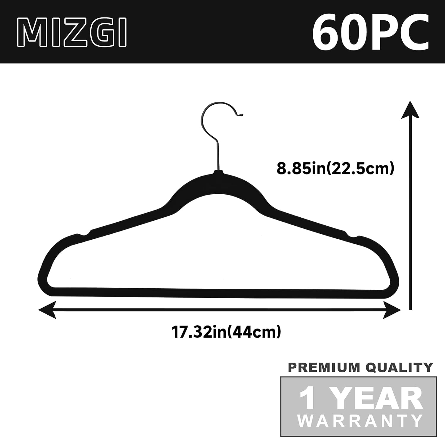 Thumbnail 5 de MIZGI Premium Velvet Hangers (60 Pack) Heavy Duty Non Slip Felt Suit Hanger