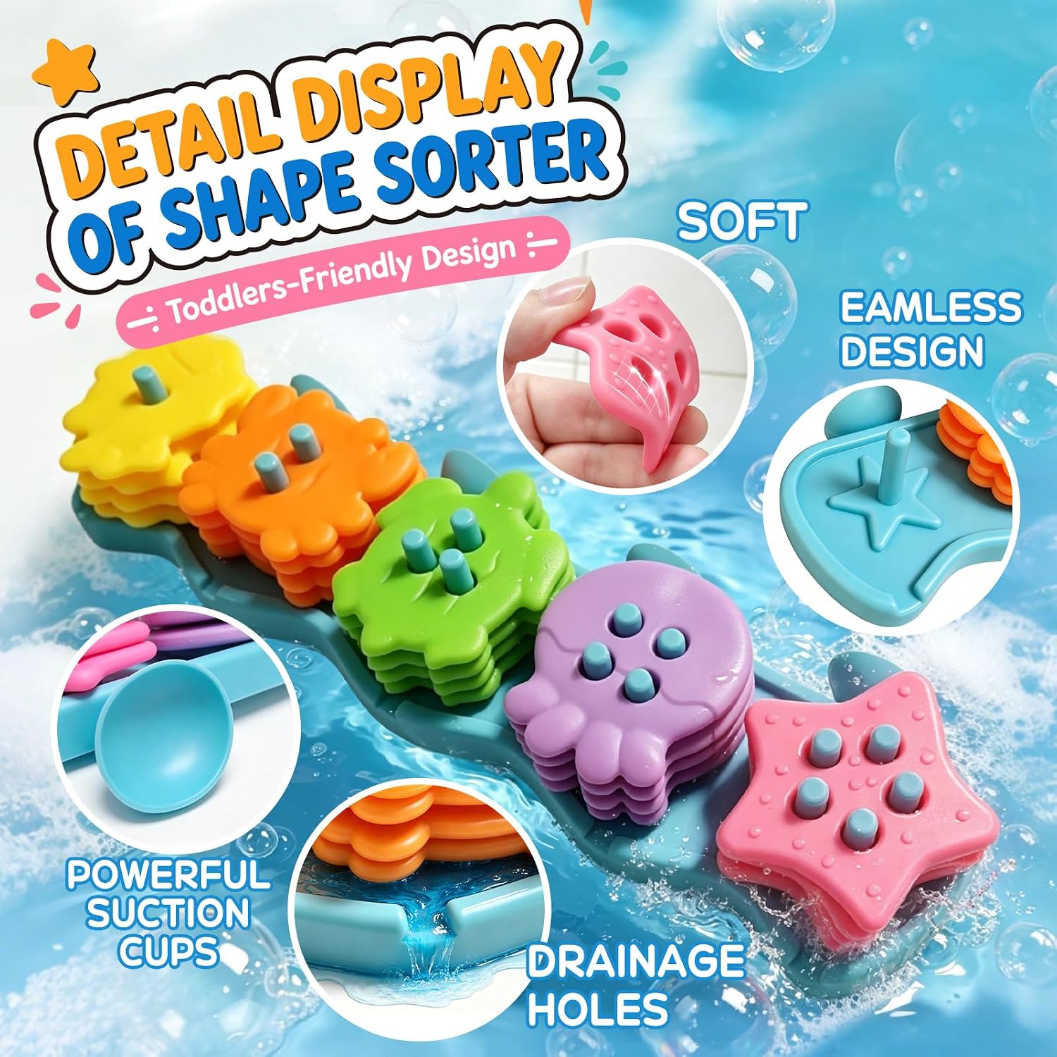 Thumbnail 2 de Baby Bath Toys: 20-Piece Mould-Free Sorting & Stacking Set for 1–4 Year Olds