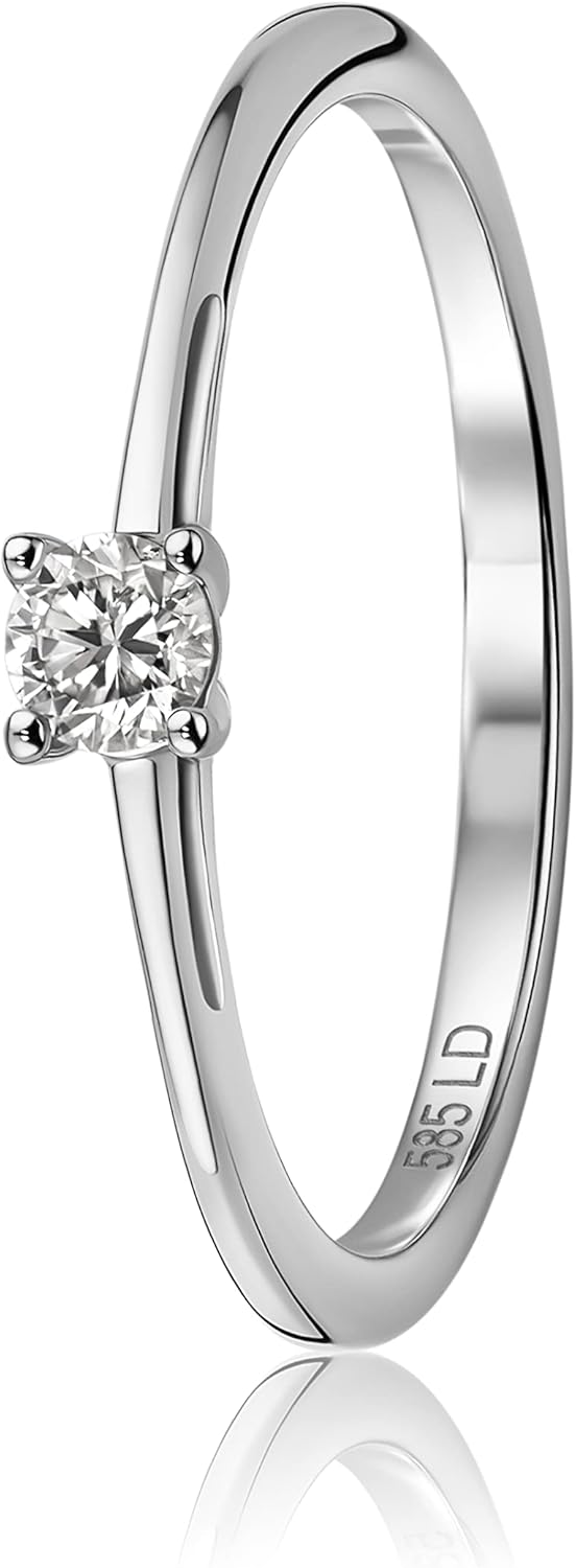 Thumbnail 1 de MIORE Bague de Fiançailles Solitaire en Or Blanc/Jaune 14 kt (585) avec Diamant Lab de 0,10 ct