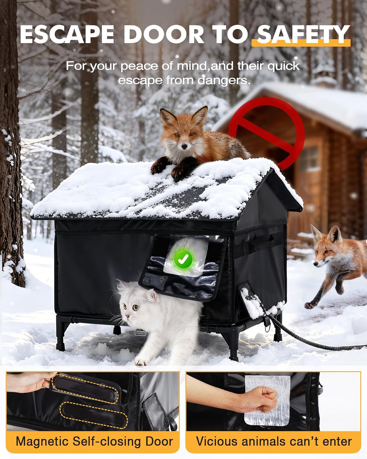 Detalle de Heated Outdoor Cat House, 23.4-Inch Interior