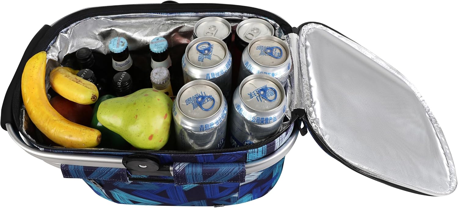 Detalle de ALLCAMP Faltbar Isoliert Kühltasche – Einkaufskorb Thermo mit Deckel, 2 Personen