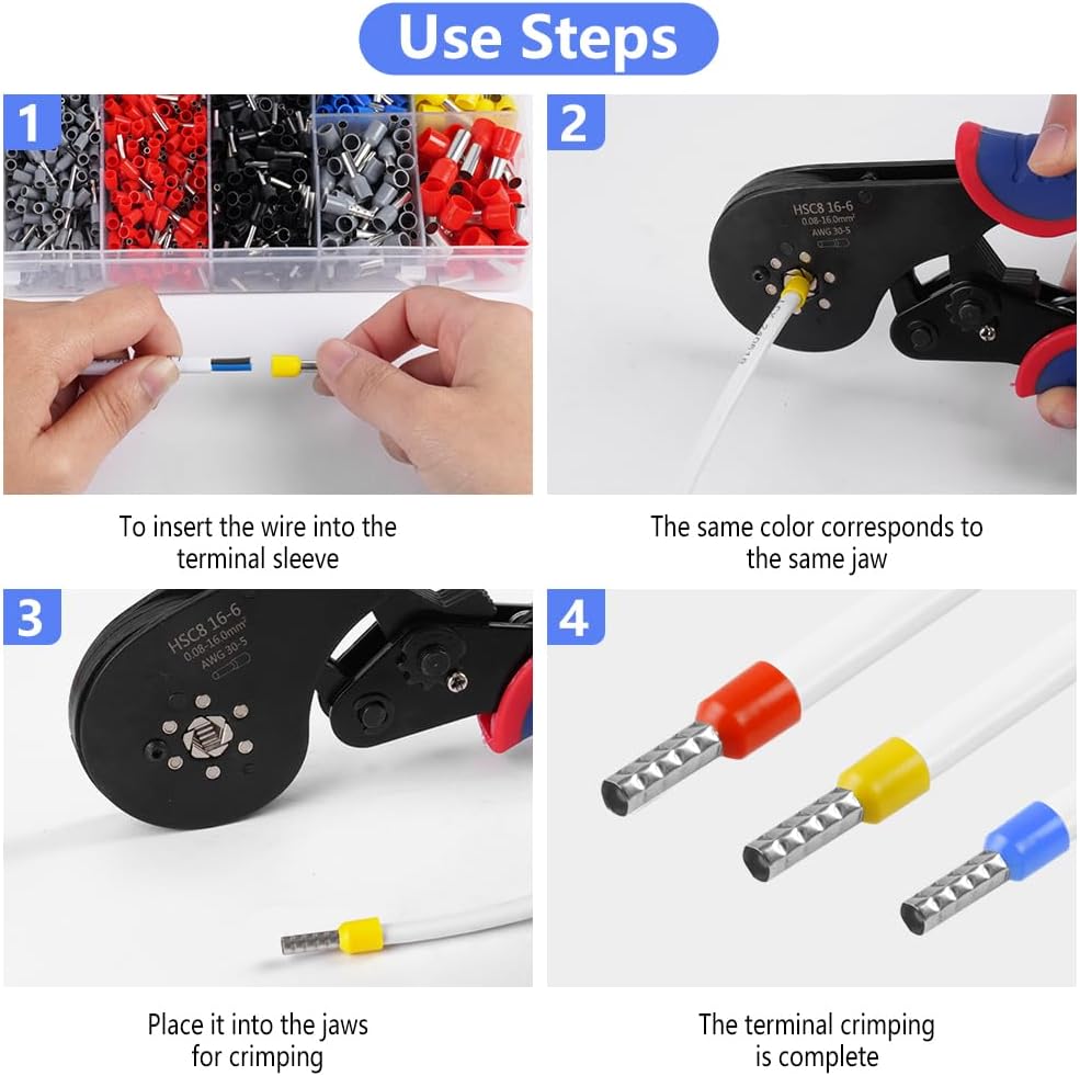 Detalle de AOOWU Pince à sertir 0,08-16mm² – Sertissage précis et auto-ajustable