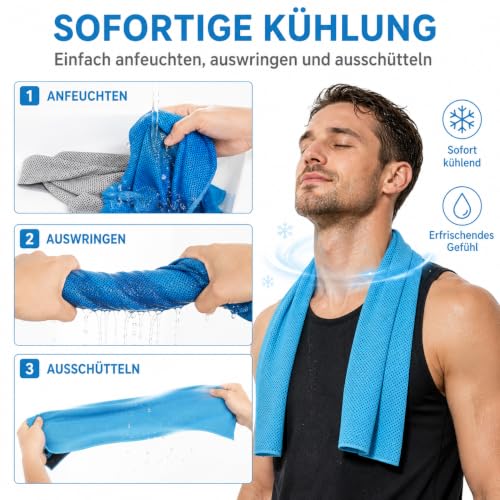 Detalle de Healeved 2er Kühlhandtuch – Schnelltrocknendes Sporthandtuch für Fitness