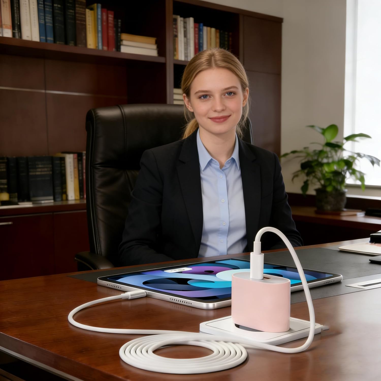 Thumbnail 5 de Alimentatore di ricarica rapida 25W rosa con doppia porta USB-C e USB-A compatibile iPhone e iPad