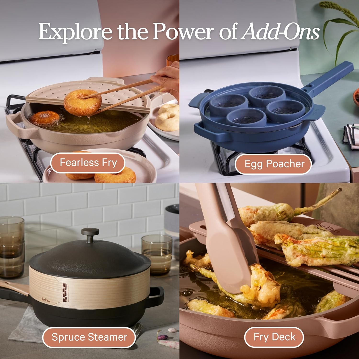 Detalle 2 de Our Place Always Pan 2.0 (27cm, 2.5L) Nonstick Ceramic Cookware – Blue Salt, 10-in-1 all-rounder