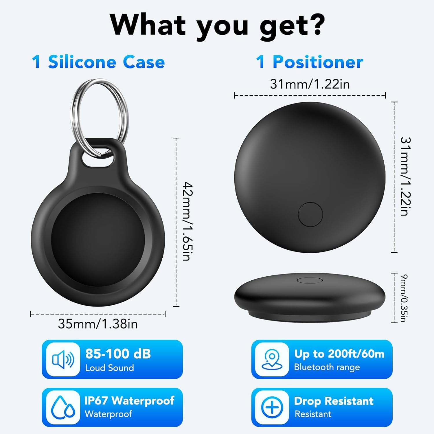 Thumbnail 4 de Smart Air Traceur Tag (lot de 4) compatible Apple Localiser iOS — bip jusqu’à 100 dB, IP68, pile remplaçable