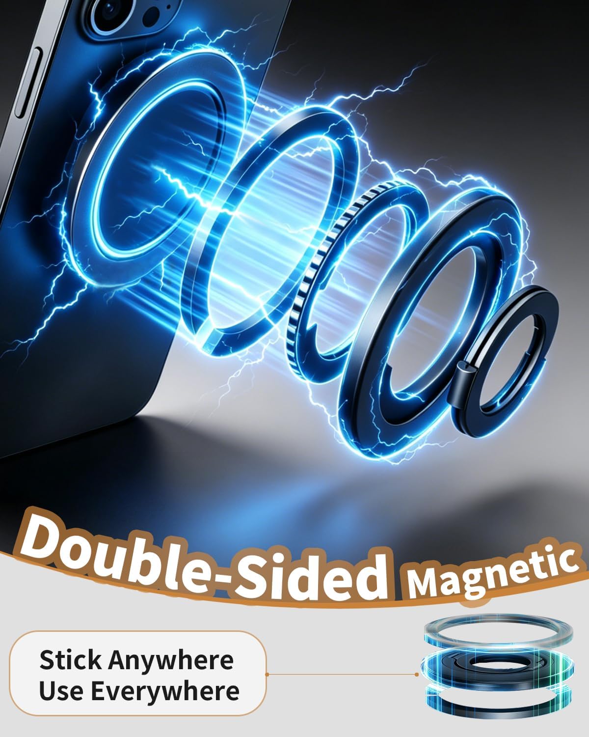 Thumbnail 3 de Orivexus Magnetic Phone Ring Holder with 360° Rotation