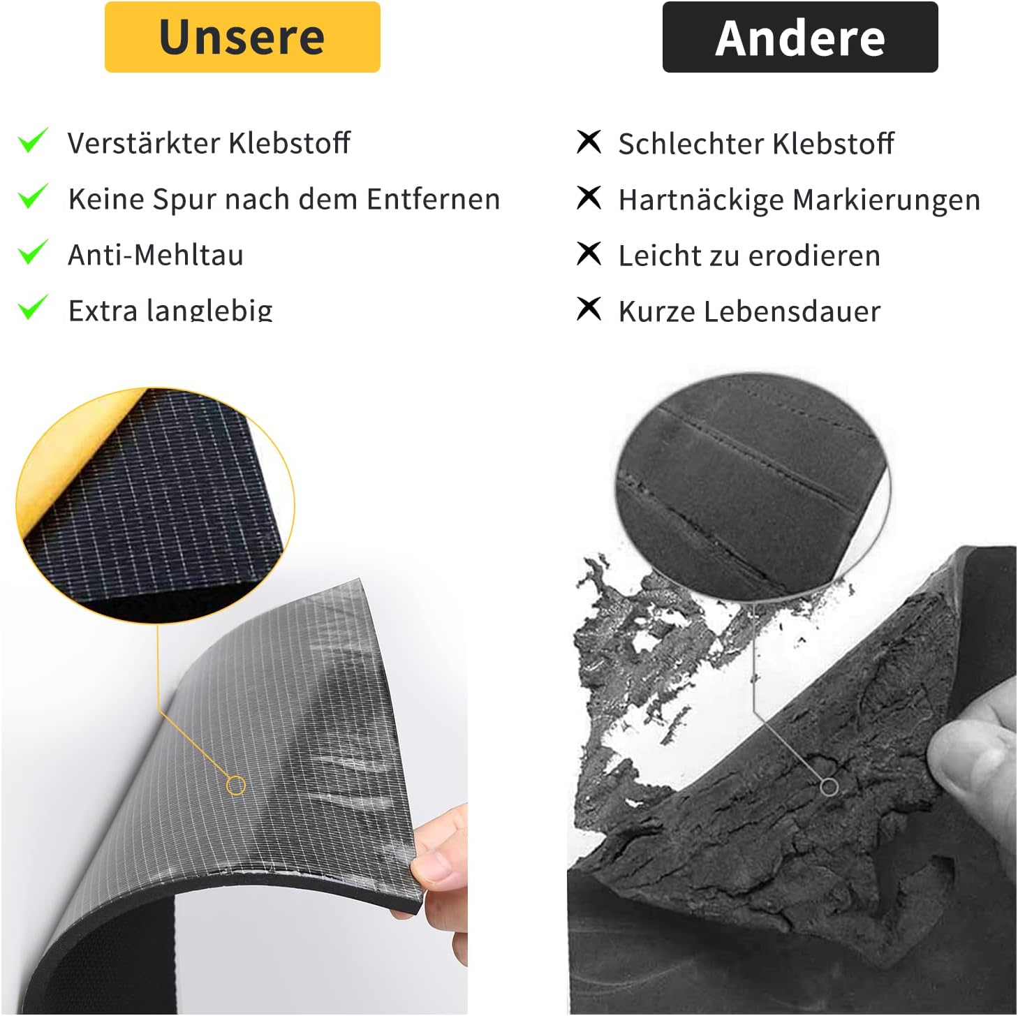 Detalle de 2er Set Garagen Wandschutz Selbstklebend, 42 × 15 × 2 cm – EVA-Schaum, selbstklebend