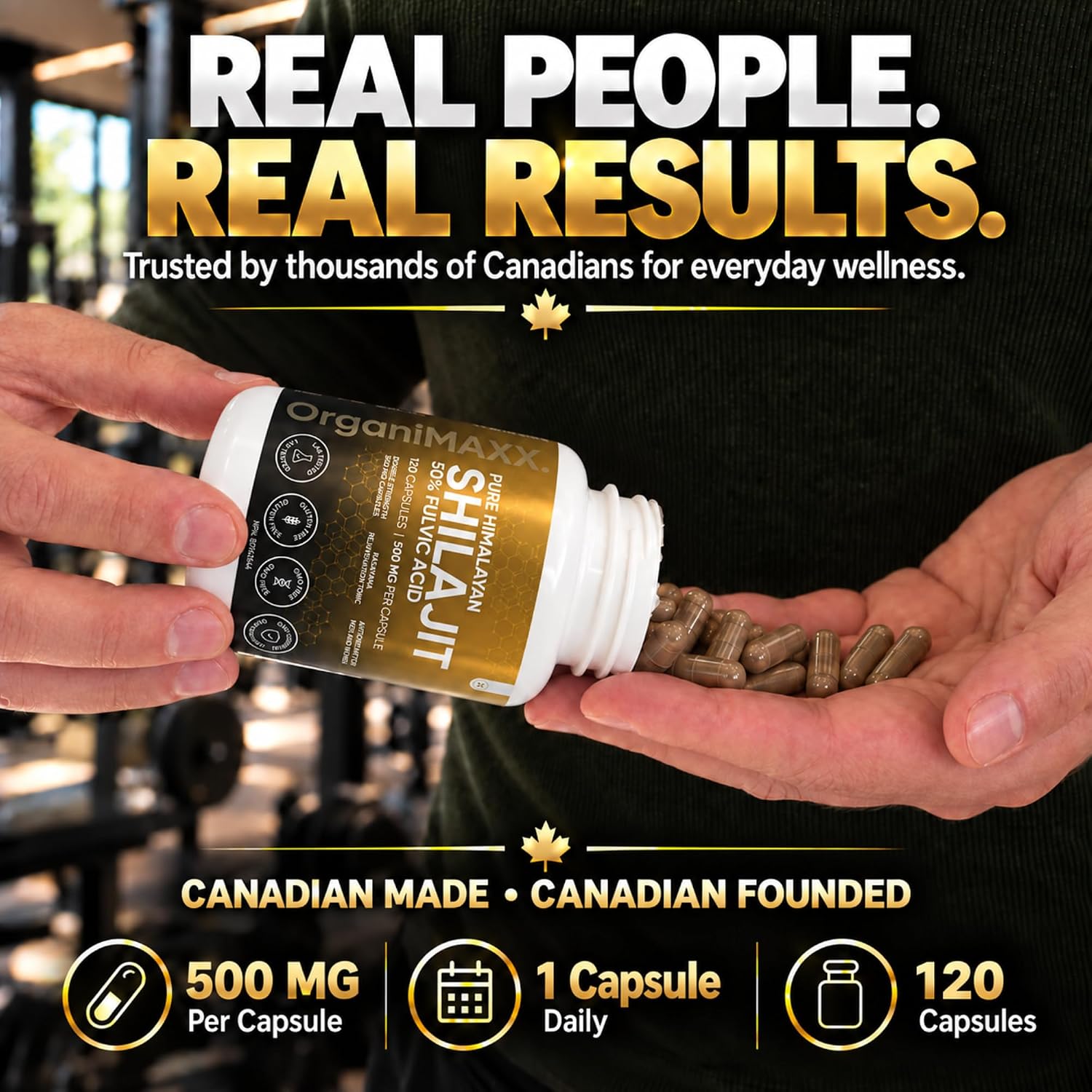 Thumbnail 3 de OrganiMAXX. 500 mg Himalayan Shilajit Capsules, 50% Fulvic Acid, 120 Count