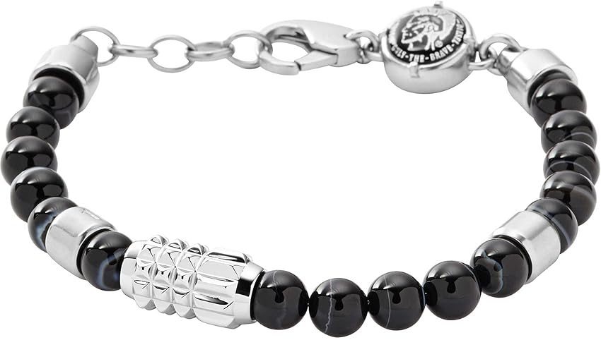 Thumbnail 3 de Diesel Pulsera de hombre cuentas semipreciosas, negro y plata