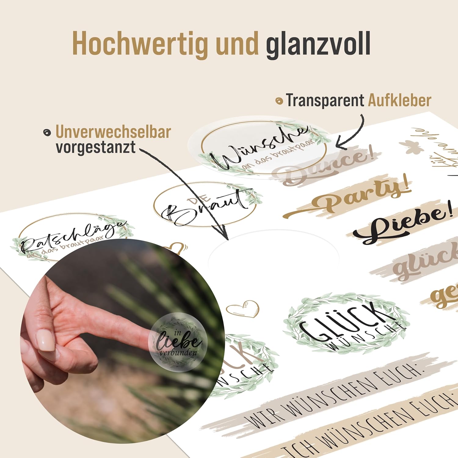 Thumbnail 1 de colortouch Hochzeitsaufkleber fürs Gästebuch (325 Motive) – Sticker für Wedding Scrapbook, Vintage-Bullet-Journal & Fotoalbum