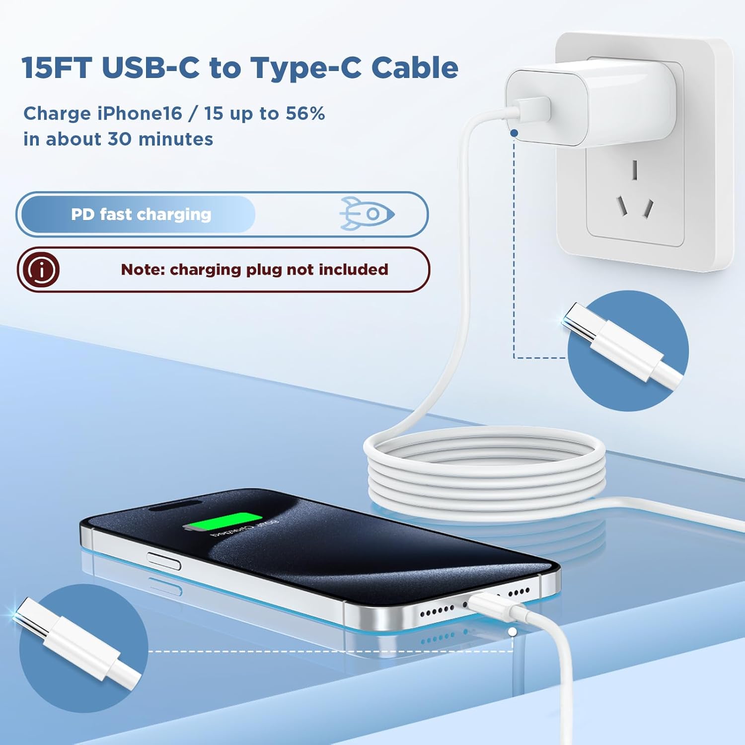 Thumbnail 3 de Long USB C Cable 15FT 🔌