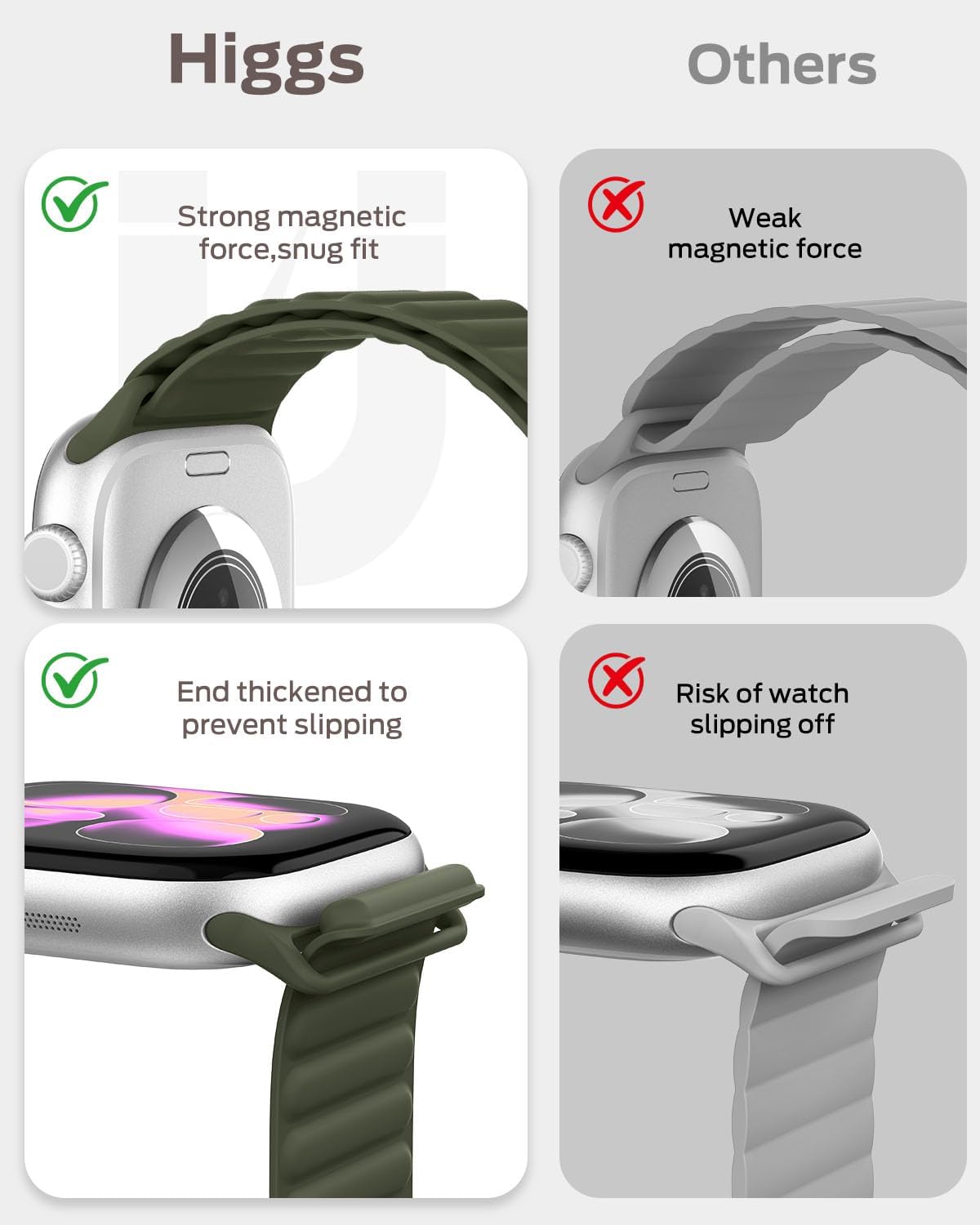 Thumbnail 2 de Higgs Magnetic Silicone Sport Strap for Apple Watch (38–49mm): A flexible, magnet‑adjustable band
