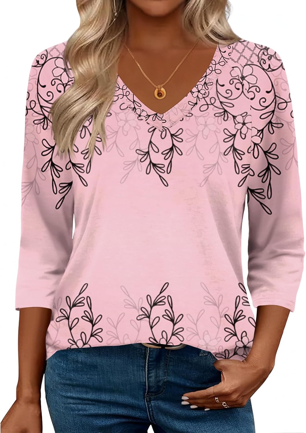 Thumbnail 5 de Zeagoo 3/4 Sleeve V-Neck Tunic Top for Women (Relaxed Fit, Soft Stretch Basic Tee)