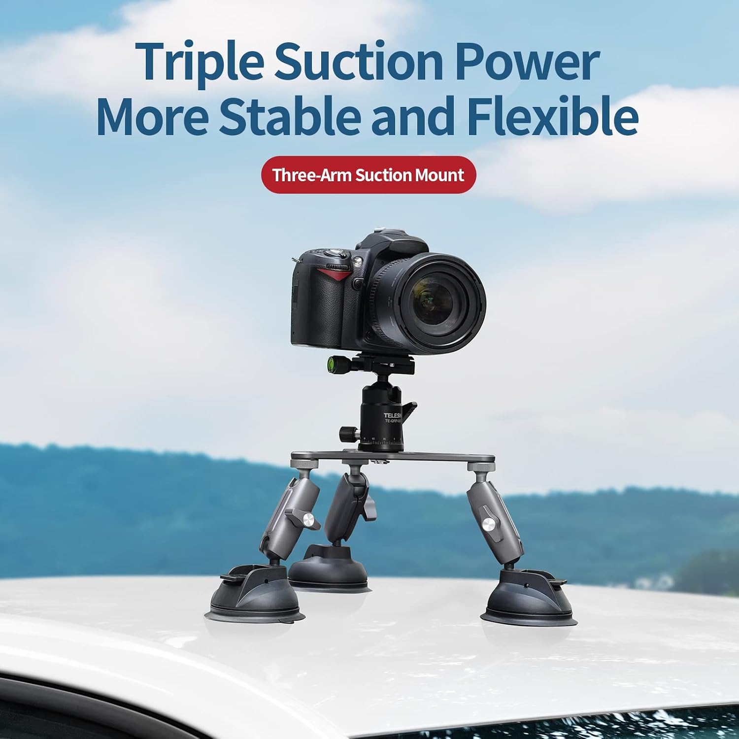 Thumbnail 6 de Triple Suction Cup Car Mount with 360° Rotation for Action Cameras