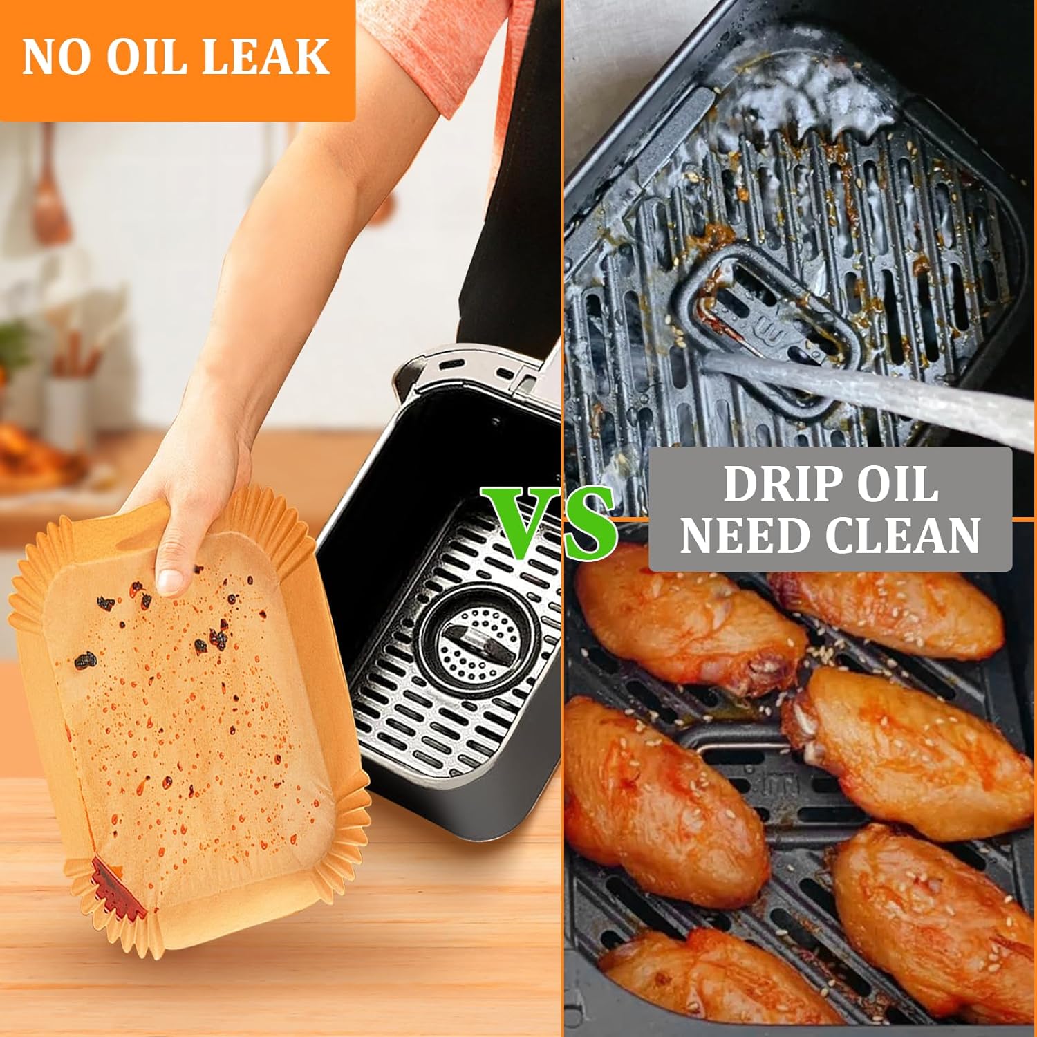Detalle 2 de 200PCS Air Fryer Liners for Ninja 8.6 x 5.5 in