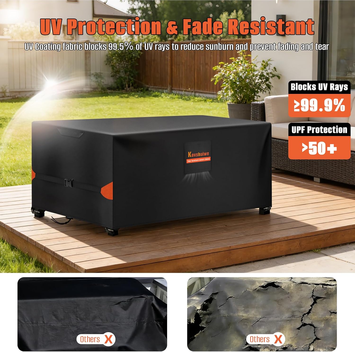 Detalle de Kovshuiwe Copertura per mobili da giardino 280x205x106 cm – Oxford 420D, antivento, anti-UV, impermeabile