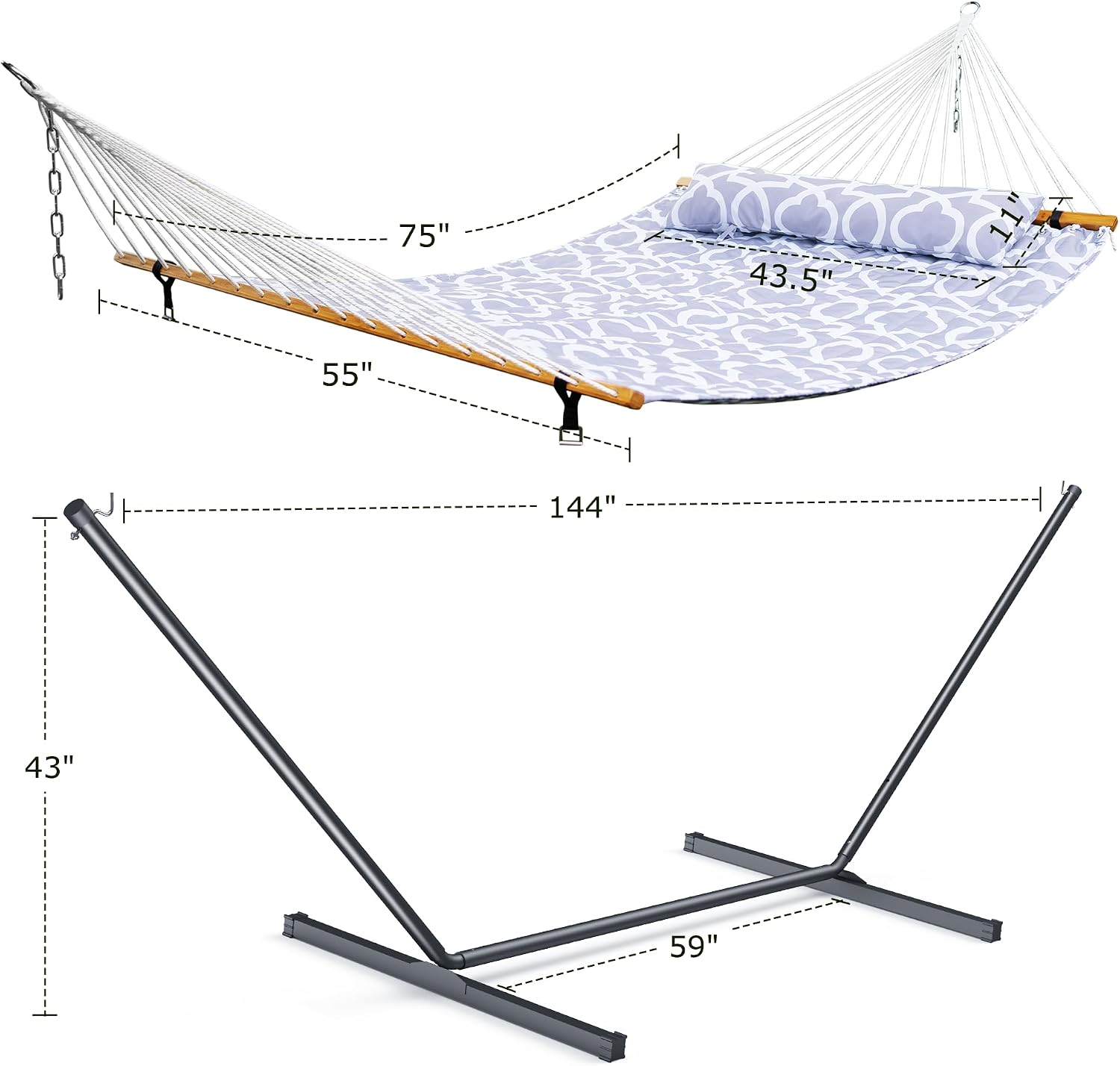 Detalle de ANAGOO Double Hammock with Stand, 500-lb Capacity