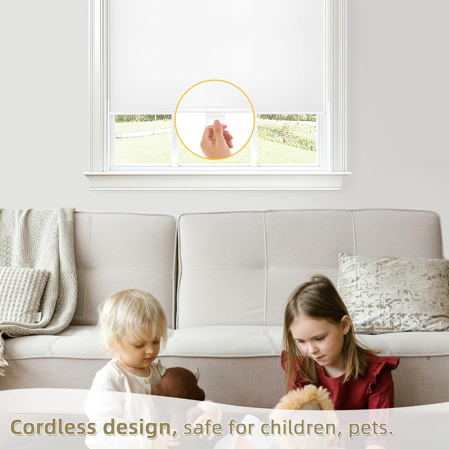 Detalle de ChrisDowa Cordless Blackout Roller Shades (30" W x 72" H, White)